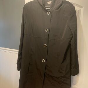 Anne Klein Black Trench Coat with Silver Accents